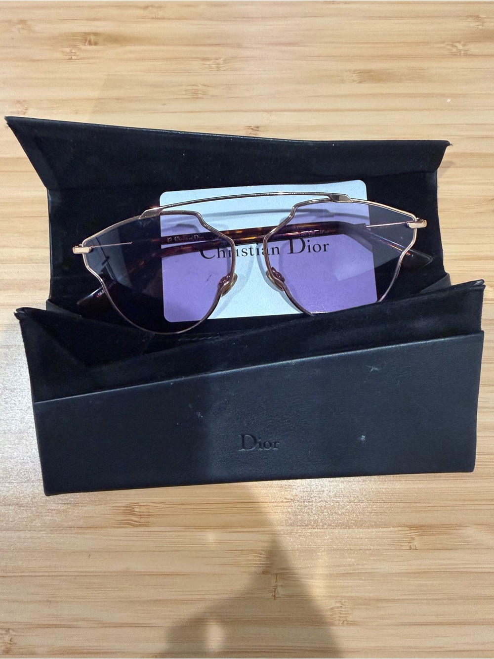 Dior Rose Gold Frame Sunglasses with Purple Lenses